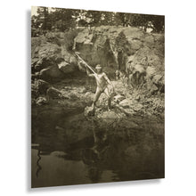 Load image into Gallery viewer, Digitally Restored and Enhanced 1924 Lummi Chief Spearing Salmon Print - Indigenous Puget Sound Washington Fishing - Salish Sea - Archival Print
