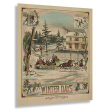 Load image into Gallery viewer, Digitally Restored and Enhanced 1881 Victorian Winter Print - Winter Days Chromolithograph - Gilded Age Seasonal Landscape - Archival Print
