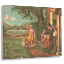Cargar imagen en el visor de la galería, Digitally Restored and Enhanced 1877 Mother and Children Reading Bible Print - Victorian Religious Family Devotion Domestic - Archival Print
