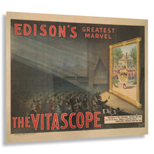 Load image into Gallery viewer, Digitally Restored and Enhanced 1896 Edison Vitascope Poster - Early Cinema Motion Picture - Victorian Film History Invention - Archival Print
