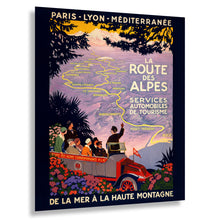 Load image into Gallery viewer, 1920 La Route des Alpes Print - French Alps Travel Poster - PLM Railway Art Deco Tourism - Archival Print
