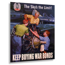 Load image into Gallery viewer, 1944 Skys the Limit Poster - Keep Buying War Bonds WWII - Aviation Home Front Treasury Campaign - Archival Print
