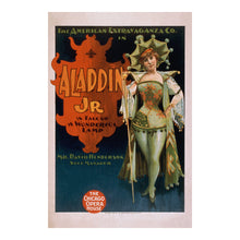 Cargar imagen en el visor de la galería, 1894 American Extravaganza Company Poster - Aladdin Jr Arabian Nights - Gilded Age Theater - Archival Print
