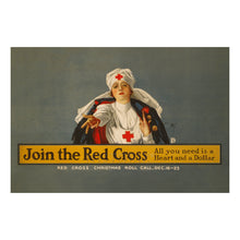 Load image into Gallery viewer, Digitally Restored and Enhanced 1918 WWI Red Cross Poster - All You Need is a Heart and a Dollar - World War I Humanitarian - Archival Print
