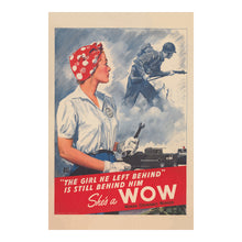 Load image into Gallery viewer, Digitally Restored and Enhanced 1943 WWII Women Ordnance Workers Poster - Shes a WOW - World War II Home Front Propaganda - Archival Print
