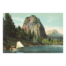 Load image into Gallery viewer, Digitally Restored and Enhanced 1908 Castle Rock Print - Columbia River Gorge Beacon Rock - Lewis and Clark Washington Landmark - Archival Print

