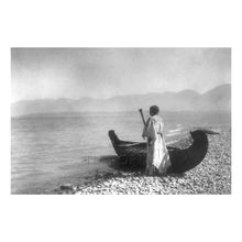 Cargar imagen en el visor de la galería, Digitally Restored and Enhanced 1910 Kutenai Woman Canoe Print - Indigenous Montana Idaho Pacific Northwest - Rocky Mountain Heritage - Archival Print
