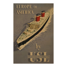 Load image into Gallery viewer, 1955 SS United States Print - Ocean Liner Transatlantic - Blue Riband Speed Record American Maritime - Archival Print
