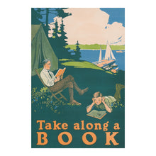 Cargar imagen en el visor de la galería, Digitally Restored and Enhanced 1910 Father Son Camping Print - Lakeside Reading Progressive Era - Outdoor Recreation Family - Archival Print
