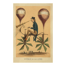 Load image into Gallery viewer, 1865 Voyage a la Lune Print - French Flying Machine Moon Fantasy - Victorian Aviation Imagination - Archival Print
