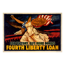Load image into Gallery viewer, 1918 Fourth Liberty Loan Poster - For Victory Buy More Bonds WWI - Home Front Treasury Campaign - Archival Print
