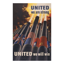 Cargar imagen en el visor de la galería, Digitally Restored and Enhanced 1943 United We Are Strong Poster - WWII Office of War Information - Home Front Unity Propaganda - Archival Print
