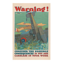 Load image into Gallery viewer, Digitally Restored and Enhanced 1917 WWI Industrial Safety Poster - Warning Careless Work - World War I Home Front Propaganda - Archival Print
