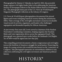 Load image into Gallery viewer, Digitally Restored and Enhanced 1964 John Lewis Print - Civil Rights Leader SNCC Chairman Portrait - Conscience of Congress - Archival Print
