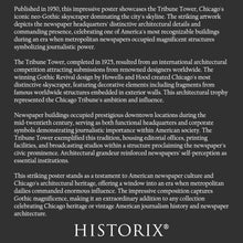 Load image into Gallery viewer, Digitally Restored and Enhanced 1950 Tribune Tower Chicago Print - Gothic Skyscraper Architecture - Michigan Avenue Landmark - Archival Print
