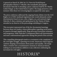Cargar imagen en el visor de la galería, Digitally Restored and Enhanced 1964 Malcolm X Martin Luther King Print - Capitol Press Conference - Civil Rights Act Era - Archival Print
