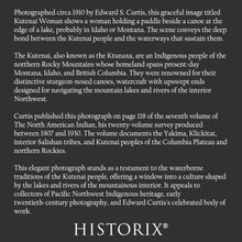 Cargar imagen en el visor de la galería, Digitally Restored and Enhanced 1910 Kutenai Woman Canoe Print - Indigenous Montana Idaho Pacific Northwest - Rocky Mountain Heritage - Archival Print
