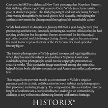 Cargar imagen en el visor de la galería, Digitally Restored and Enhanced 1882 Oscar Wilde Print - Napoleon Sarony Portrait - Aesthetic Movement Victorian Literary - Archival Print
