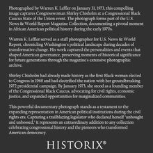 Cargar imagen en el visor de la galería, Digitally Restored and Enhanced 1973 Shirley Chisholm Print - Congressional Black Caucus Portrait - Unbought Unbossed Pioneer - Archival Print
