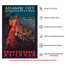 Cargar imagen en el visor de la galería, 1935 Atlantic City Print - Pennsylvania Railroad Marlborough Blenheim Hotel - Art Deco Beach Resort - Archival Print
