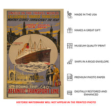 Load image into Gallery viewer, 1925 Atlantic Transport Line Print - SS Minnekahda Ocean Liner - London New York Transatlantic - Archival Print
