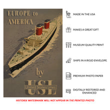 Load image into Gallery viewer, 1955 SS United States Print - Ocean Liner Transatlantic - Blue Riband Speed Record American Maritime - Archival Print
