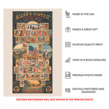 Cargar imagen en el visor de la galería, Digitally Restored and Enhanced 1888 Allen Ginter Print - Flags of All Nations Tobacco Card - Victorian Richmond Virginia - Archival Print
