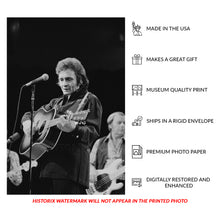 Load image into Gallery viewer, Digitally Restored and Enhanced 1977 Johnny Cash Concert Print - Live Performance Country Music Legend - Man in Black Stage Show - Archival Print
