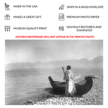 Cargar imagen en el visor de la galería, Digitally Restored and Enhanced 1910 Kutenai Woman Canoe Print - Indigenous Montana Idaho Pacific Northwest - Rocky Mountain Heritage - Archival Print
