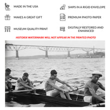 Cargar imagen en el visor de la galería, Digitally Restored and Enhanced 1910 Stanford Crew Print - Hudson River Rowing Poughkeepsie Bridge - Collegiate Athletics California - Archival Print
