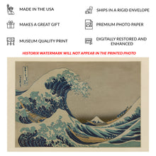 Load image into Gallery viewer, Digitally Restored and Enhanced 1830 Great Wave off Kanagawa Print - Hokusai Mount Fuji - Japanese Ukiyo-e Edo Period Masterwork - Archival Print
