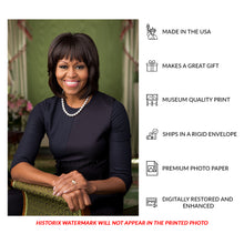 Load image into Gallery viewer, Digitally Restored and Enhanced 2013 Michelle Obama Print - First Lady Official White House Portrait - Green Room Photograph - Archival Print
