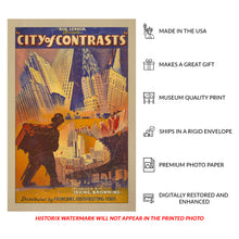 Cargar imagen en el visor de la galería, Digitally Restored and Enhanced 1931 City of Contrasts Poster - Depression Era Film Documentary - Urban Social Cinema History - Archival Print
