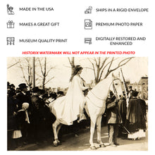 Load image into Gallery viewer, Digitally Restored and Enhanced 1913 Inez Milholland Suffragette Print - Women's Suffrage March Washington DC - Pennsylvania Avenue - Archival Print
