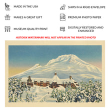 Cargar imagen en el visor de la galería, Digitally Restored and Enhanced Timberline Lodge Mt. Hood Print - Oregon Cascade Range Winter Snow - WPA Depression Era Architecture - Archival Print
