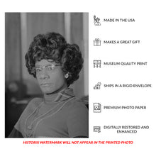 Cargar imagen en el visor de la galería, Digitally Restored and Enhanced 1973 Shirley Chisholm Print - Congressional Black Caucus Portrait - Unbought Unbossed Pioneer - Archival Print
