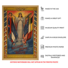 Load image into Gallery viewer, Digitally Restored and Enhanced 1918 WWI Victory Poster - Welcome Home Our Gallant Boys - Armistice Veterans Celebration - Archival Print
