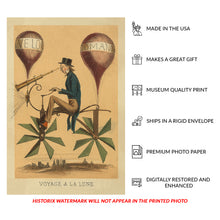 Load image into Gallery viewer, 1865 Voyage a la Lune Print - French Flying Machine Moon Fantasy - Victorian Aviation Imagination - Archival Print
