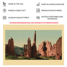Load image into Gallery viewer, Digitally Restored and Enhanced 1898 Cathedral Spires Print - Garden of the Gods Colorado Springs - Western Geological Formation - Archival Print
