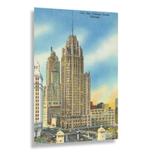 Load image into Gallery viewer, Digitally Restored and Enhanced 1950 Tribune Tower Chicago Print - Gothic Skyscraper Architecture - Michigan Avenue Landmark - Archival Print
