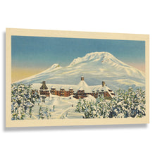 Cargar imagen en el visor de la galería, Digitally Restored and Enhanced Timberline Lodge Mt. Hood Print - Oregon Cascade Range Winter Snow - WPA Depression Era Architecture - Archival Print
