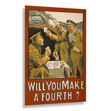 Load image into Gallery viewer, Digitally Restored and Enhanced 1915 British WWI Recruitment Poster - Will You Make a Fourth - World War I Military Propaganda - Archival Print
