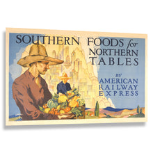 Cargar imagen en el visor de la galería, Digitally Restored and Enhanced 1927 Southern Foods Poster - American Railway Express Agriculture - Roaring Twenties Rail Commerce - Archival Print
