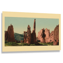 Load image into Gallery viewer, Digitally Restored and Enhanced 1898 Cathedral Spires Print - Garden of the Gods Colorado Springs - Western Geological Formation - Archival Print
