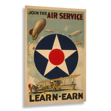 Cargar imagen en el visor de la galería, Digitally Restored and Enhanced 1917 WWI Aviation Recruitment Poster - Join the Air Service - World War I Military Pilot - Archival Print
