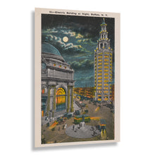 Load image into Gallery viewer, Digitally Restored and Enhanced 1920 Buffalo Electric Tower Photo - Night Skyline New York Architecture - Illuminated Landmark - Archival Print
