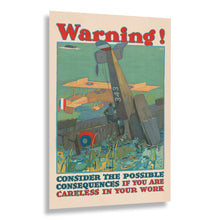 Load image into Gallery viewer, Digitally Restored and Enhanced 1917 WWI Industrial Safety Poster - Warning Careless Work - World War I Home Front Propaganda - Archival Print
