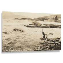 Cargar imagen en el visor de la galería, Digitally Restored and Enhanced 1929 Celilo Falls Fishing Print - Columbia River Indigenous Salmon Spearing Oregon - Pre-Dam Heritage - Archival Print
