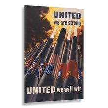 Cargar imagen en el visor de la galería, Digitally Restored and Enhanced 1943 United We Are Strong Poster - WWII Office of War Information - Home Front Unity Propaganda - Archival Print
