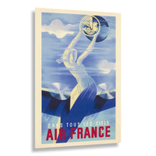 Load image into Gallery viewer, Digitally Restored and Enhanced 1935 French Aviation Print - Dans Tous les Ciels - Art Deco Winged Victory Golden Age Airline - Archival Print
